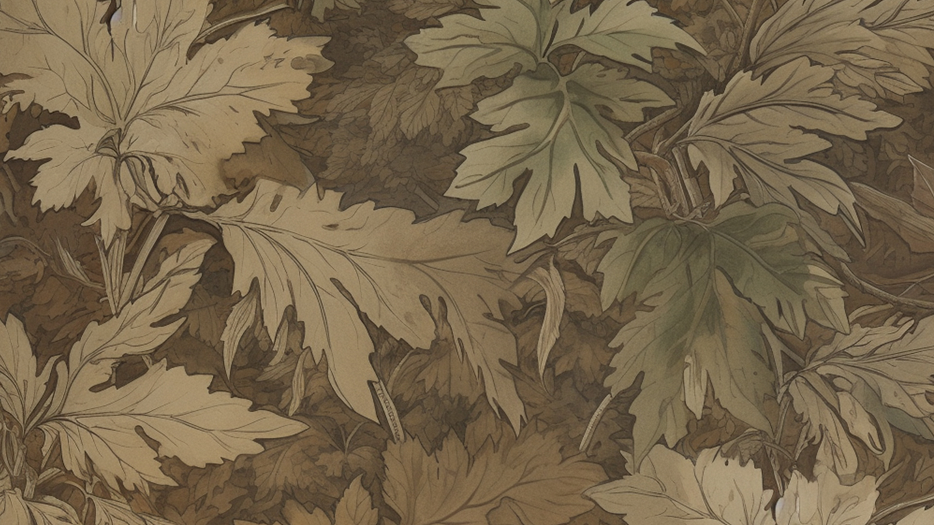 Wallpaper with repeating leaf pattern