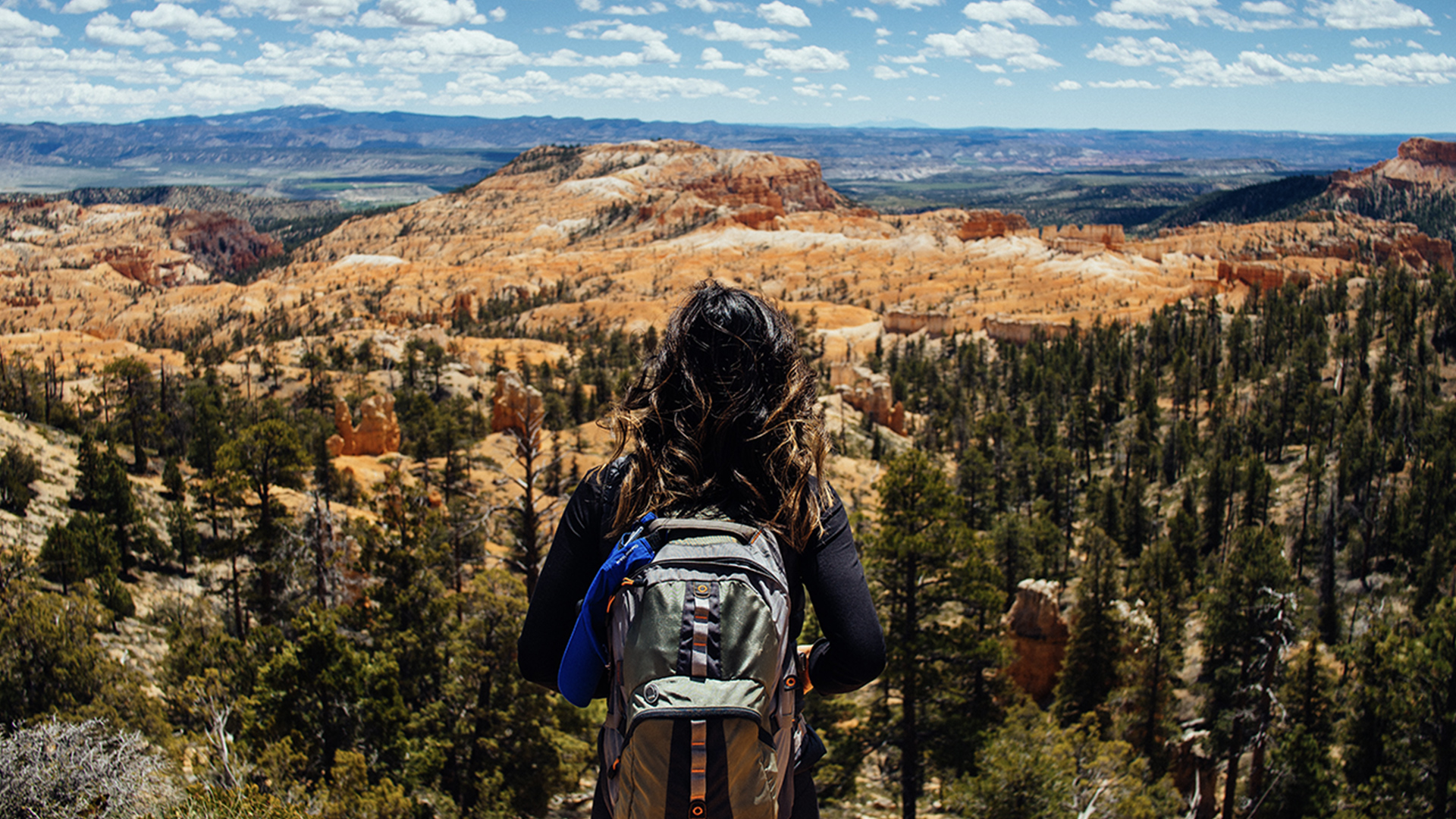 A woman explores the wilderness
