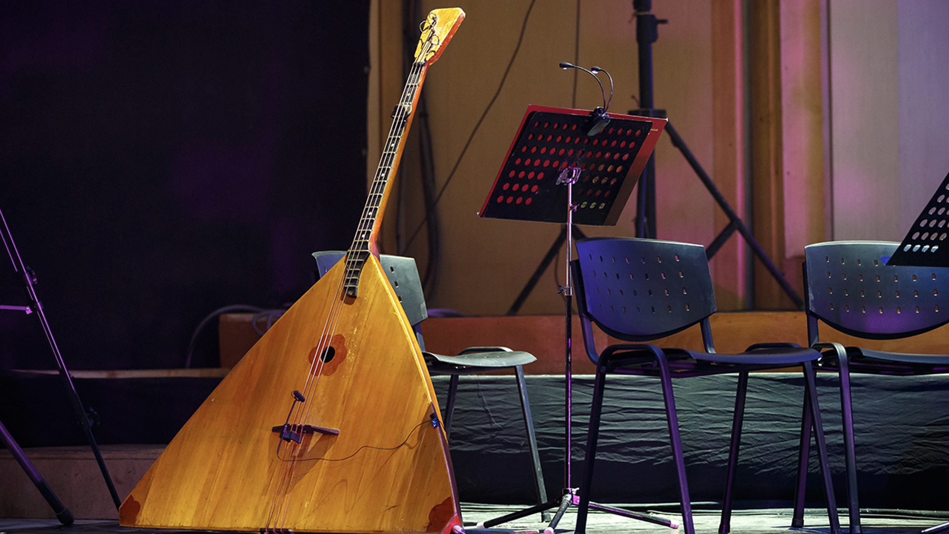 A balalaika (a stringed instrument)