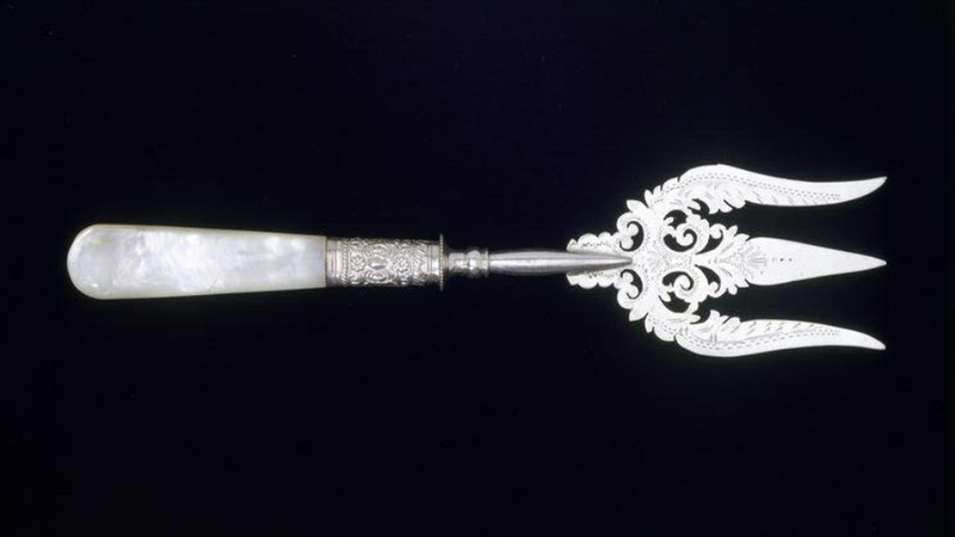 Silver fork with decorated prongs