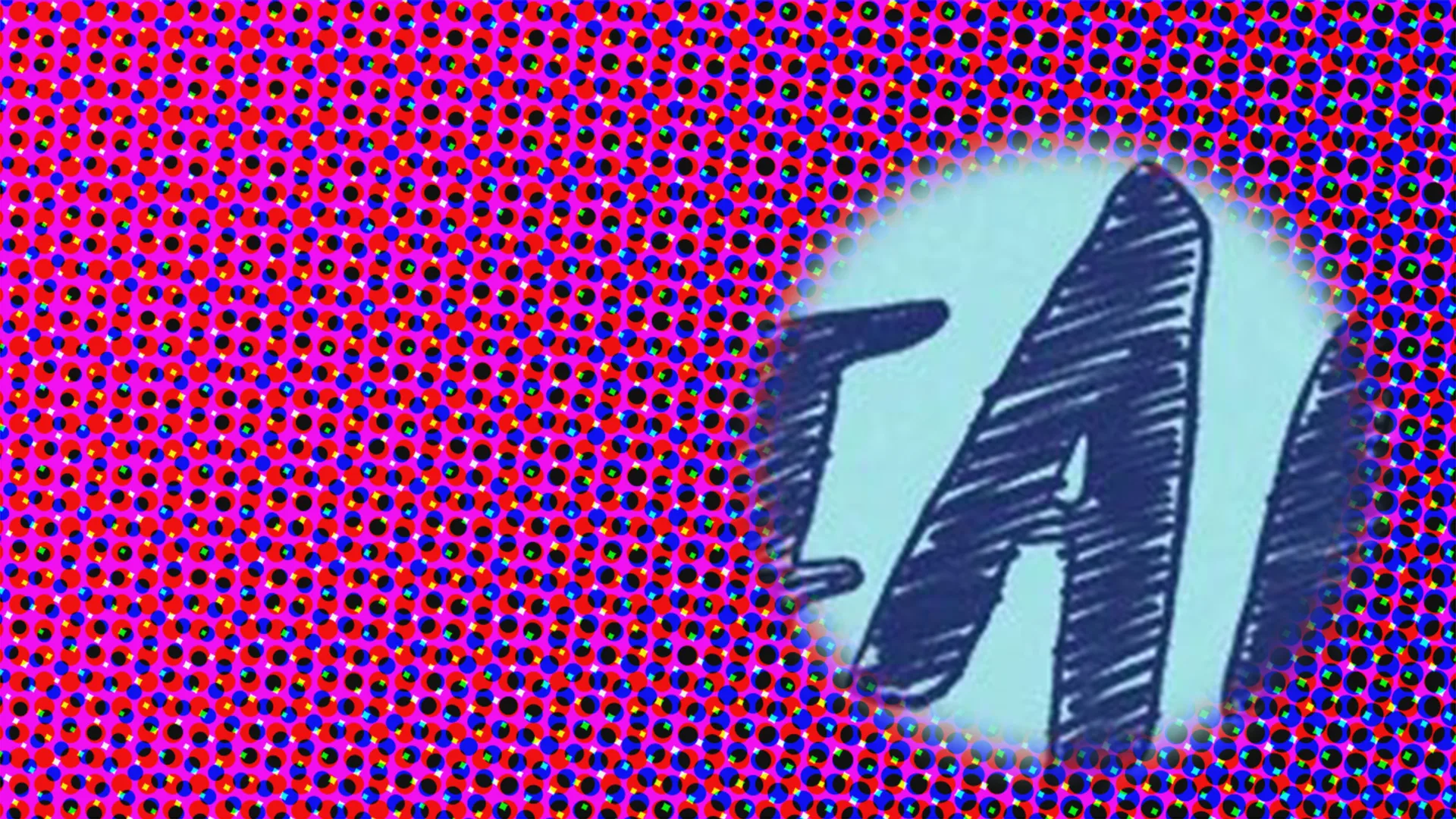 The letter 'A' coloured with felt pens