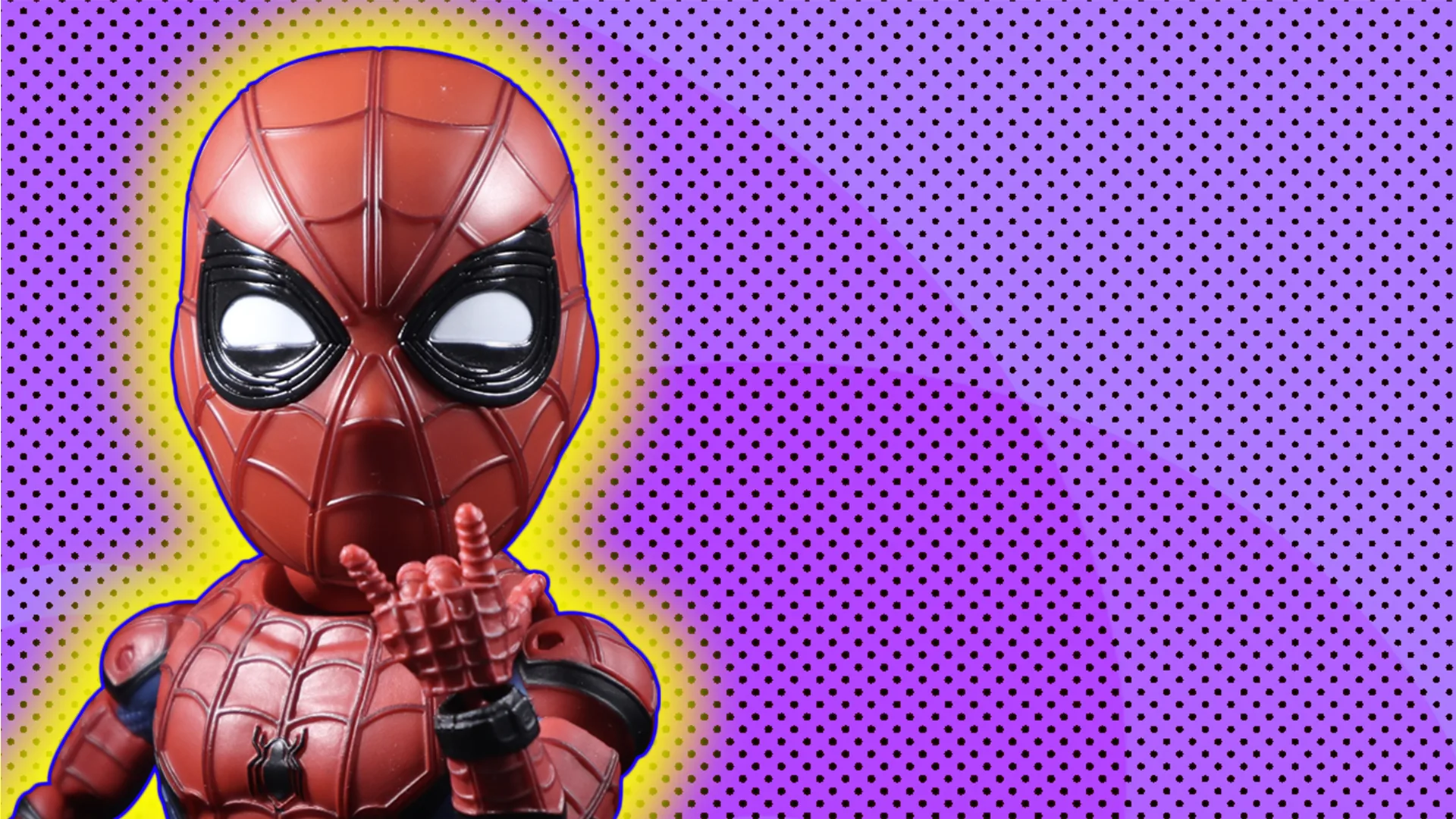 Spiderman with a polkadot background and a glow around the image