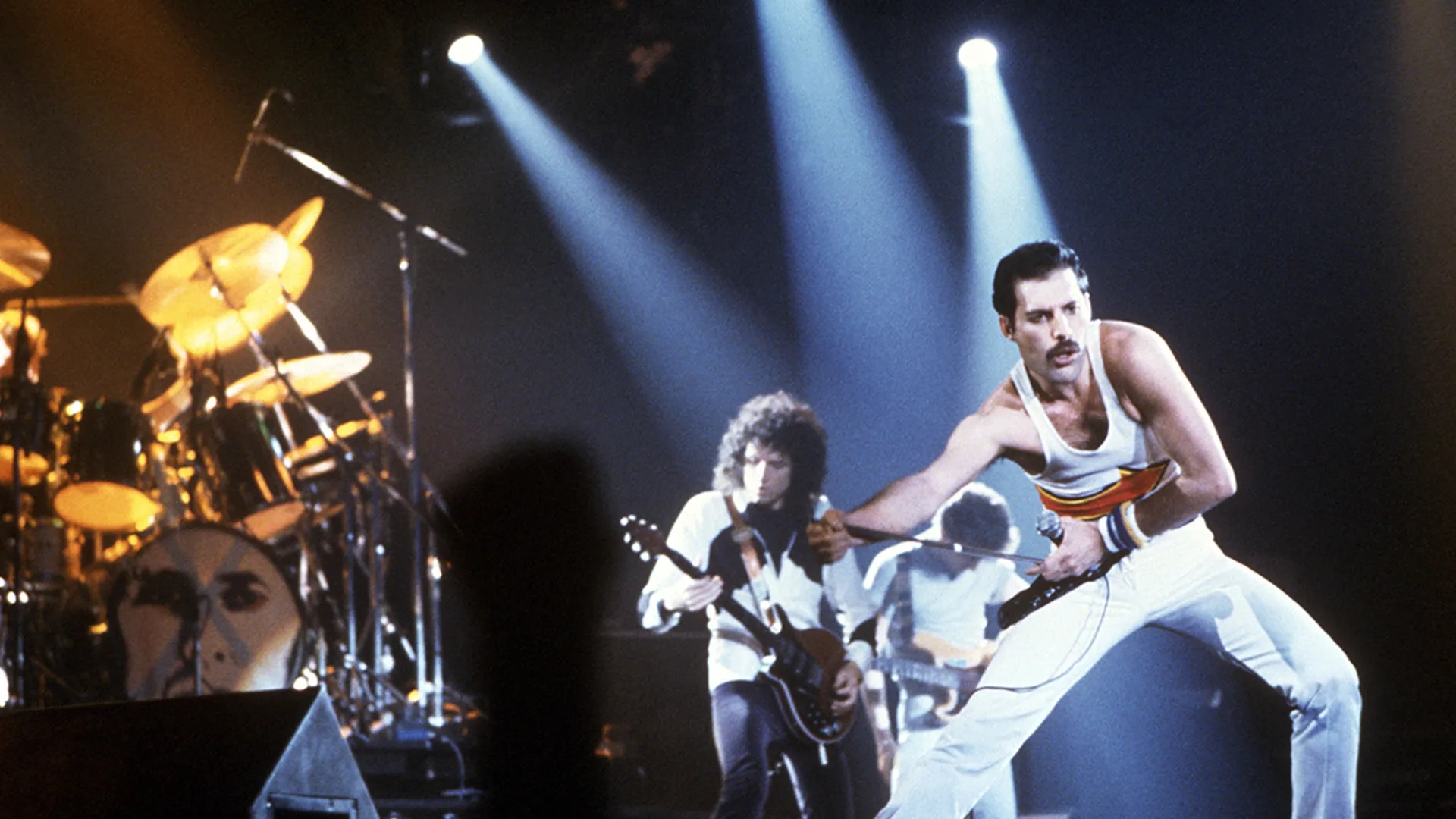 Freddie Mercury performing with Queen