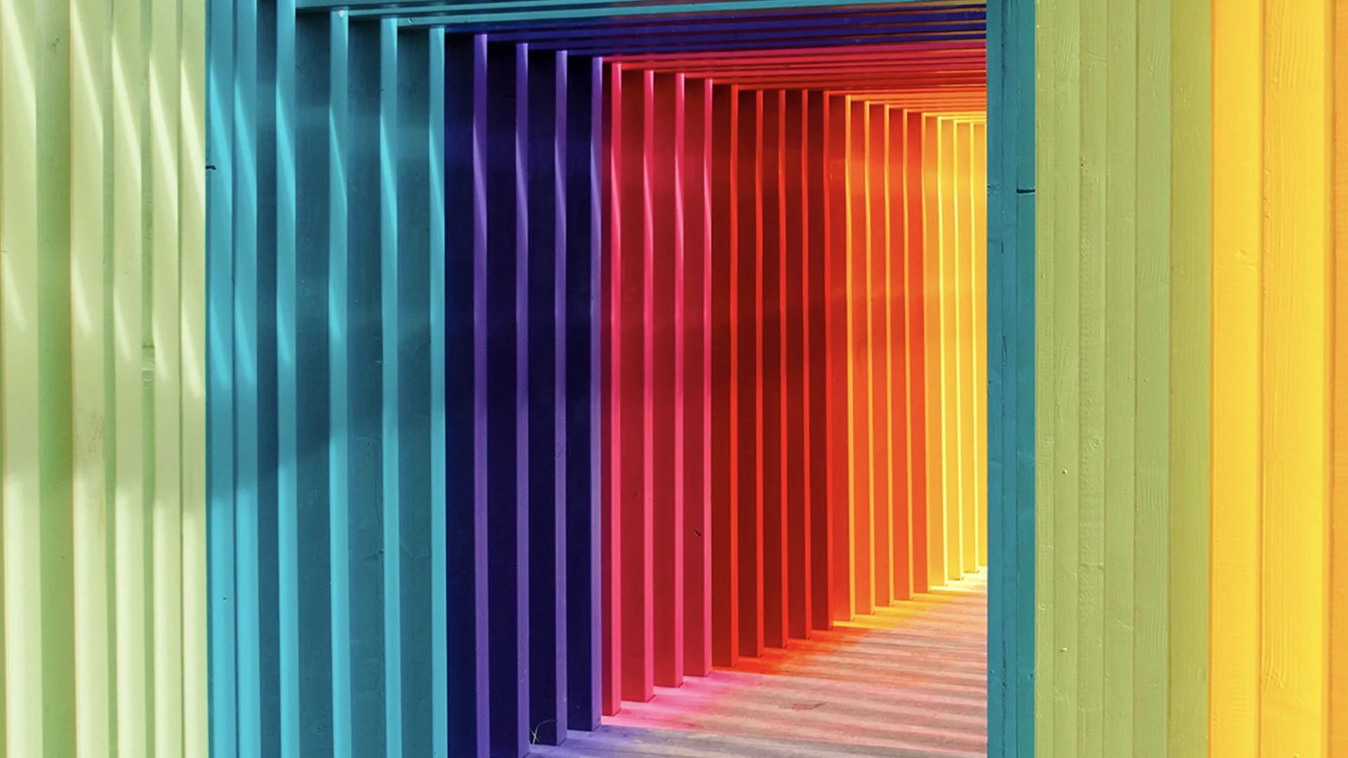Archway of multicoloured walkway