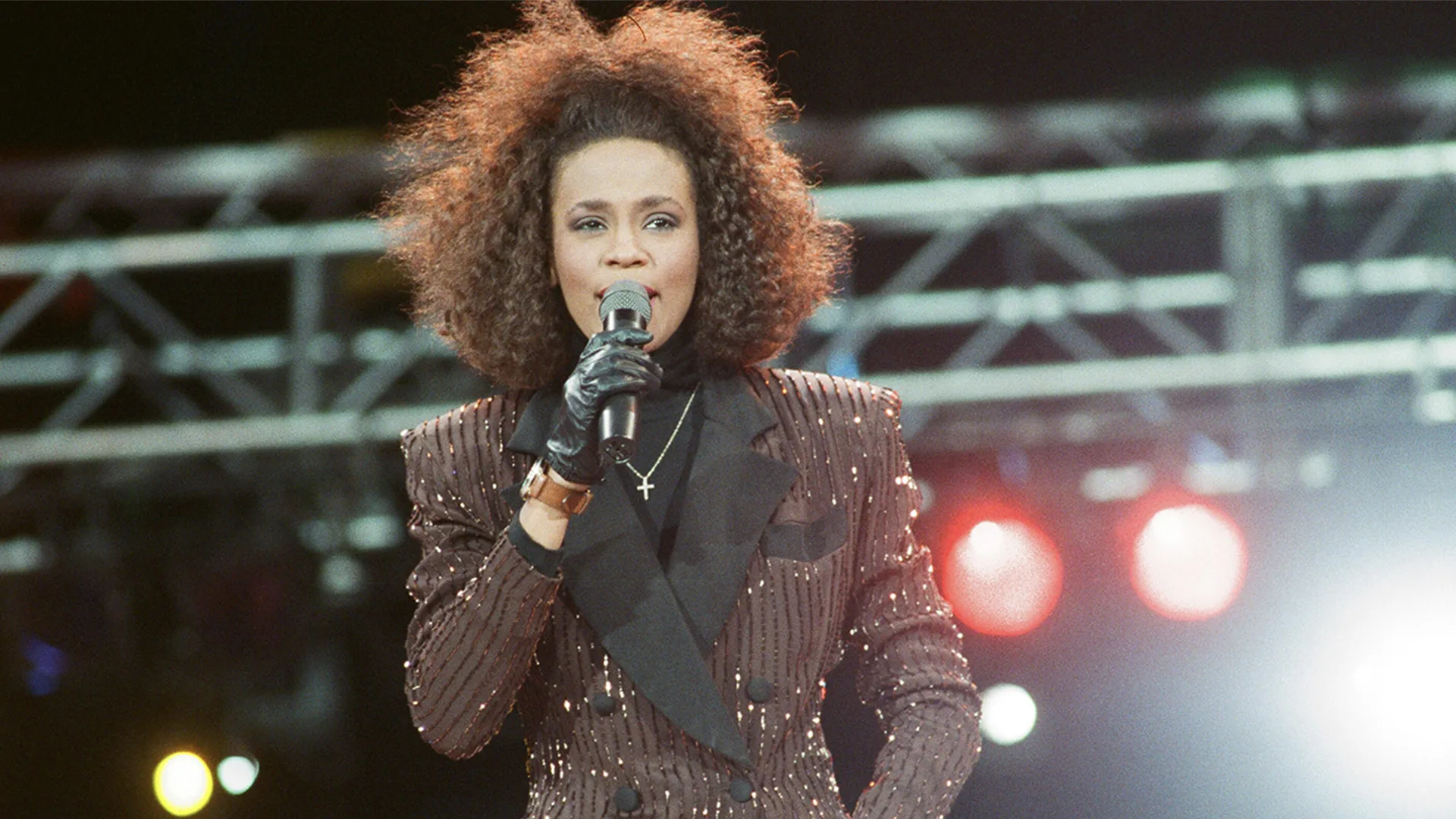 Whitney Houston performing on stage