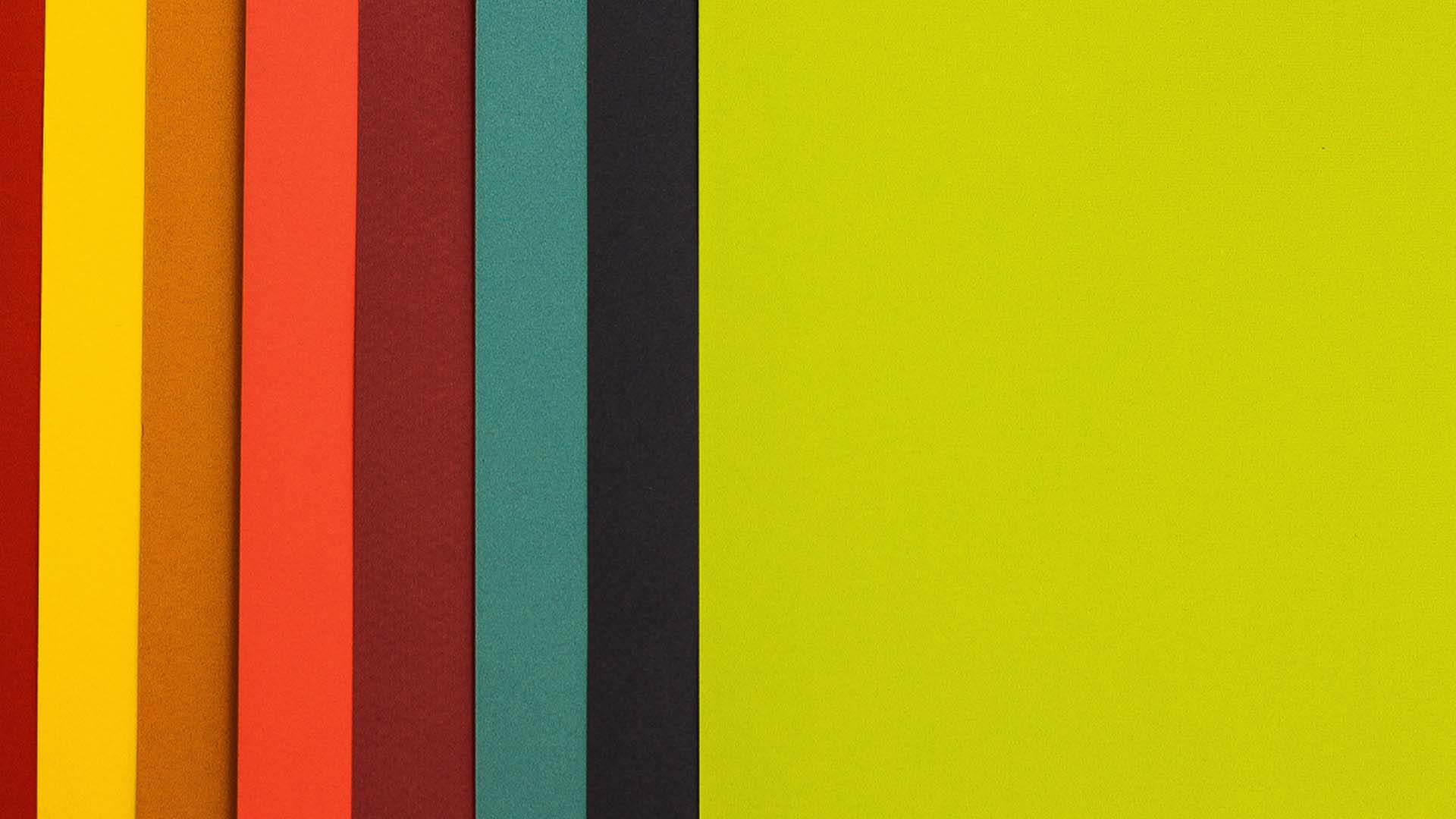 Colourful pieces of card layered on each other