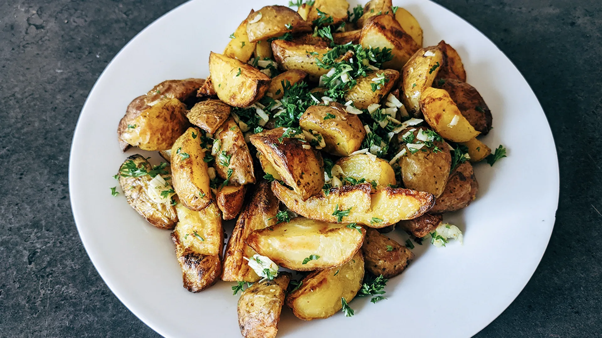 Roast potatoes on a plate