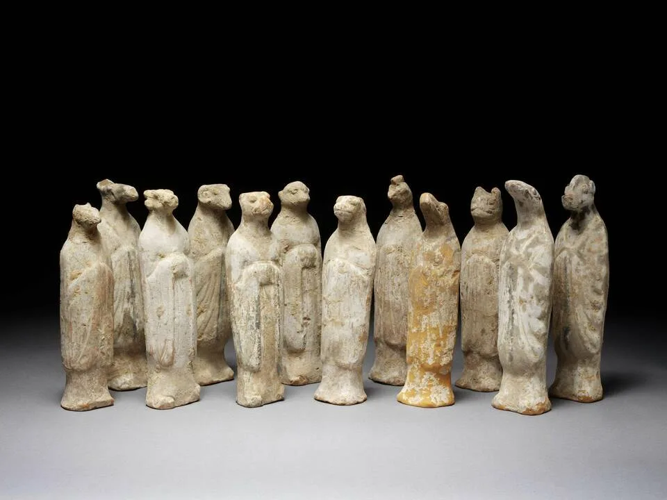 Ceramic figueres depicting the animals ofthe zodiac from the 8th century
