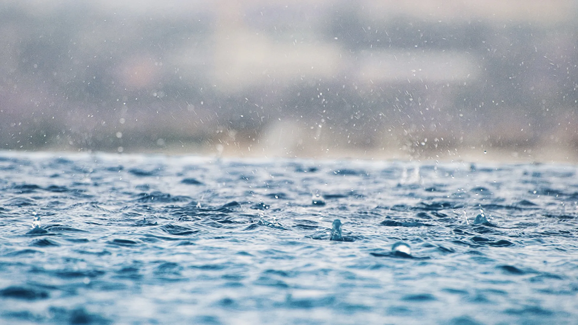 Rain falling into a pool