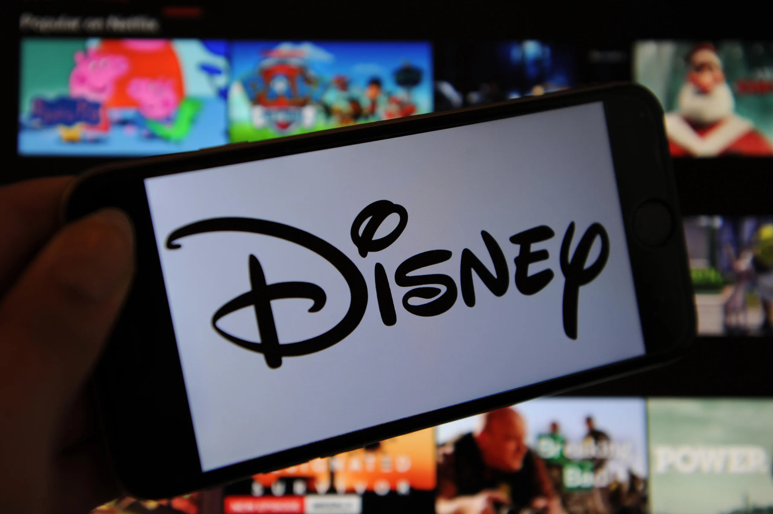 A screen showing the logo Disney.